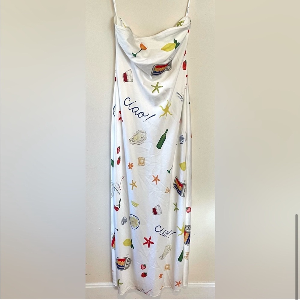 For Love And Lemons White Strapless Maxi Dress with Multicolor Motifs - Picture 8 of 13